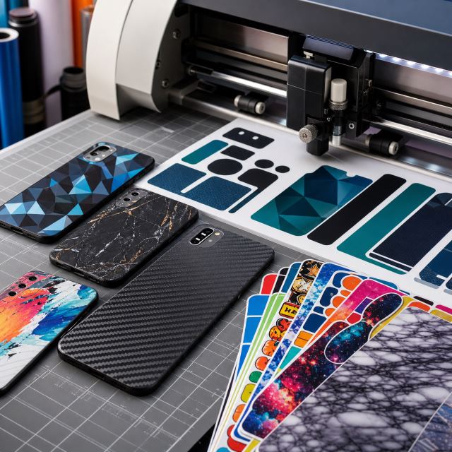 Mobile sticker sheets and cutting machine work